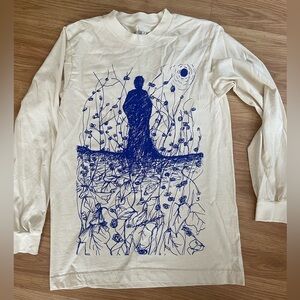 Cream and Blue Artistic Long Sleeve Tee